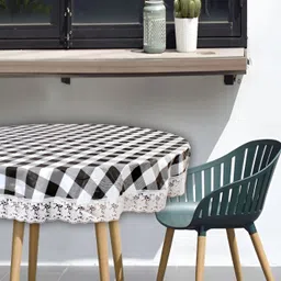 Stylista Grey & Black Checked Printed Waterproof 1.21 m x 1.21 m Round Table Cover-picture-53