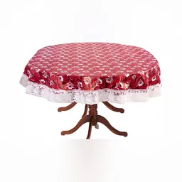 Stylista Red 2 Pieces Floral Printed Waterproof Table Cover-12