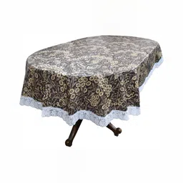 Stylista Black Floral Waterproof Oval 2-Seater Table Cover-image-97