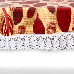 Stylista Red & Beige Waterproof Oval 2 Seater Table Cover-21
