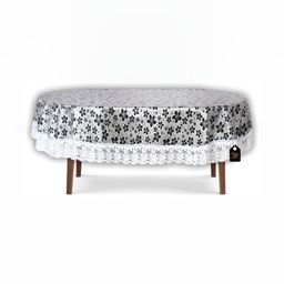 Stylista White & Grey Floral Printed Waterproof Table Cover-image-82