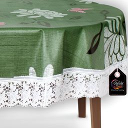 Stylista Green Waterproof Floral Print Oval 2 Seater Table Cover-8