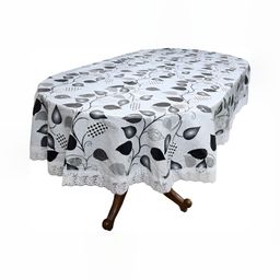 Stylista Grey Printed Waterproof Oval 4-Seater Table Cover-11