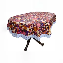 Stylista Orange & White Geometric Printed 1.37 m x 1.98 m Waterproof Oval Table Cover-26