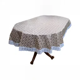 Stylista Brown Geometric Printed Waterproof Oval 4-Seater Table Cover-58