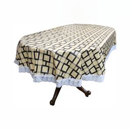 Stylista Beige & Black Checked Waterproof Oval 4 Seater Table Cover-38