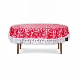 Stylista Red & Pink Printed Waterproof 4-Seater Table Cover-19