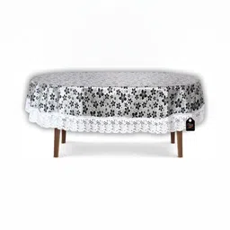 Stylista White & Black Floral Printed Waterproof 1.98 m x 1.37 m Oval Table Cover-picture-15