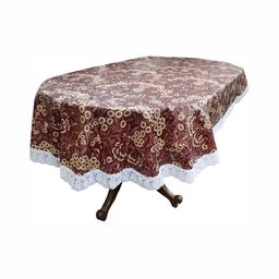 Stylista Brown & Beige Floral Waterproof Oval 6 Seater Table Cover-image-58