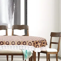 Stylista Brown & Beige Geometric Printed Waterproof 2.74 m x 1.52 m Oval Table Cover-8