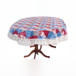 Stylista Blue & Red Floral Waterproof Oval 10 Seater Table Cover-24