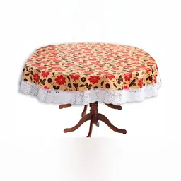 Stylista  Red & Maroon Floral Waterproof Oval 12-Seater Table Cover-image-87