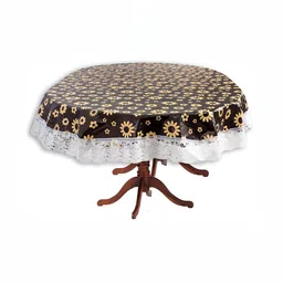 Stylista Black & White Floral Printed Waterproof Oval 8-Seater Table Cover-image-50