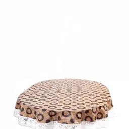 Stylista Beige & Brown Geometric Printed Waterproof 3 m x 1.52 m Oval Table Cover-4