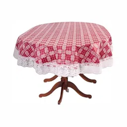 Stylista Red Waterproof Geometric Print Oval 10 Seater Table Cover-22