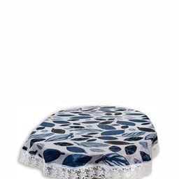 Stylista Blue & White Floral Printed Waterproof Oval 10-Seater Table Cover-18