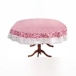 Stylista Red & White Floral Printed Waterproof Oval 10-Seater Table Cover-23