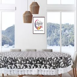 Stylista Grey & White Floral Waterproof Oval 8-Seater Table Cover-picture-17