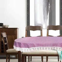 Stylista Purple & White Printed Waterproof  2.74 m x 1.52 m Oval Table Cover-image-71