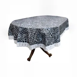 Stylista Grey Printed Waterproof Oval 8-Seater Table Cover-10