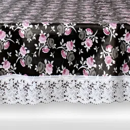 Stylista White & Black Floral Printed Waterproof Oval 8-Seater Table Cover-31