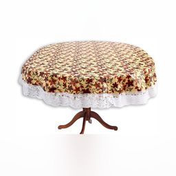 Stylista Yellow & Green Floral Printed Waterproof 2.74 m x 1.52 m Oval Table Cover-20