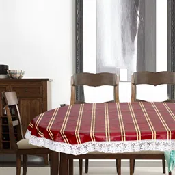 Stylista Red & Yellow Geometric Oval Waterproof 8-Seater Table Cover-15