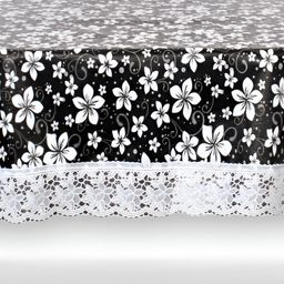Stylista Black & White Floral Printed 1.52 m x 3.55 m Waterproof Oval Table Cover-image-91