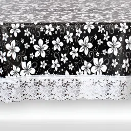 Stylista Black Waterproof Floral Print Oval 8 Seater Table Cover-image-91