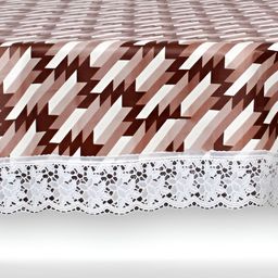 Stylista Brown & White Geometric Printed Waterproof Oval 12-Seater Table Cover-33