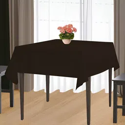HOME COLORS.IN Brown Cotton 2-Seater Table Cover-image-79