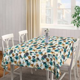 Arrabi White & Blue Printed Rectangular 6-Seater Table Cover-27
