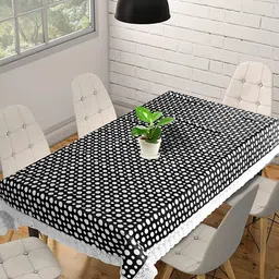 Dakshya Industries Black & White Printed 6-Seater Table Cover-10