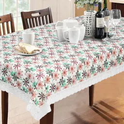 Dakshya Industries Green & White Printed 6-Seater Table Cover-57