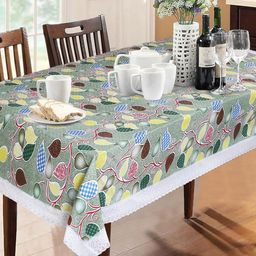Dakshya Industries Green & White Printed 6-Seater Table Cover-53