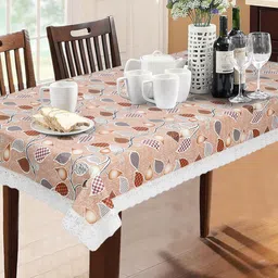 Dakshya Industries Beige & White Printed 6-Seater Table Cover-11