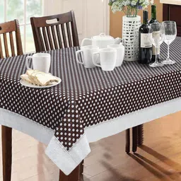 Dakshya Industries Brown & White Printed 6-Seater Table Covers-picture-25