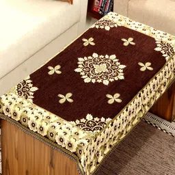 BELLA TRUE Brown & Beige Woven-Design Rectangular Table Cover-41