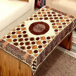 BELLA TRUE Brown & Beige Woven-Design Rectangular Table Cover-30