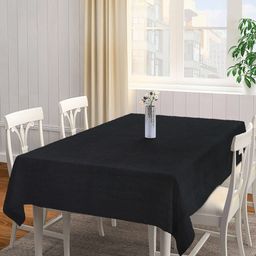 KLOTTHE Black Woven Design Solid 6-Seater Rectangular Table Cover-15