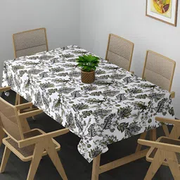 KLOTTHE White Floral 6-Seater Velvet Table Cover-image-35