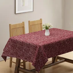 KLOTTHE Maroon Woven Design Cotton 6-Seater Rectangular Table Cover-8
