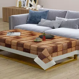 Dakshya Industries Brown & White Abstract Printed Table Cover-17
