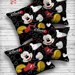 Kuber Industries Set Of 4 Black & Yellow Disney Printed Reversible Cushions-4