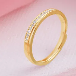 Zavya Women 925 Pure Sterling Silver Gold Plated CZ Studded Adjustable Finger Ring-11