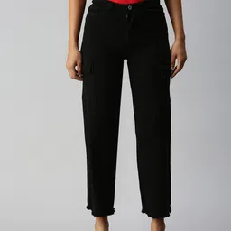 SHOWOFF Women Black Wide Leg High-Rise Stretchable Jeans-image-76