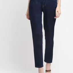 Cantabil Women Navy Blue Straight Fit Stretchable Jeans-picture-47