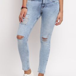 TALES & STORIES Women Skinny Fit Slash Knee Heavy Fade Denim Jeans-image-92