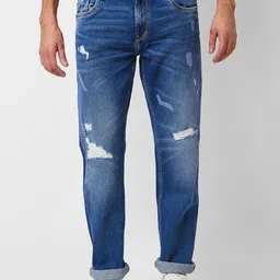 SPYKAR Men Relaxed Fit Mildly Distressed Heavy Fade Stretchable Jeans-picture-54