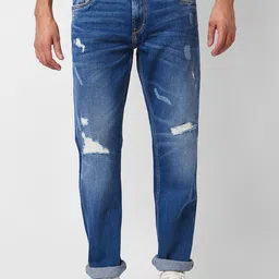 SPYKAR Men Relaxed Fit Mildly Distressed Heavy Fade Stretchable Jeans-image-1